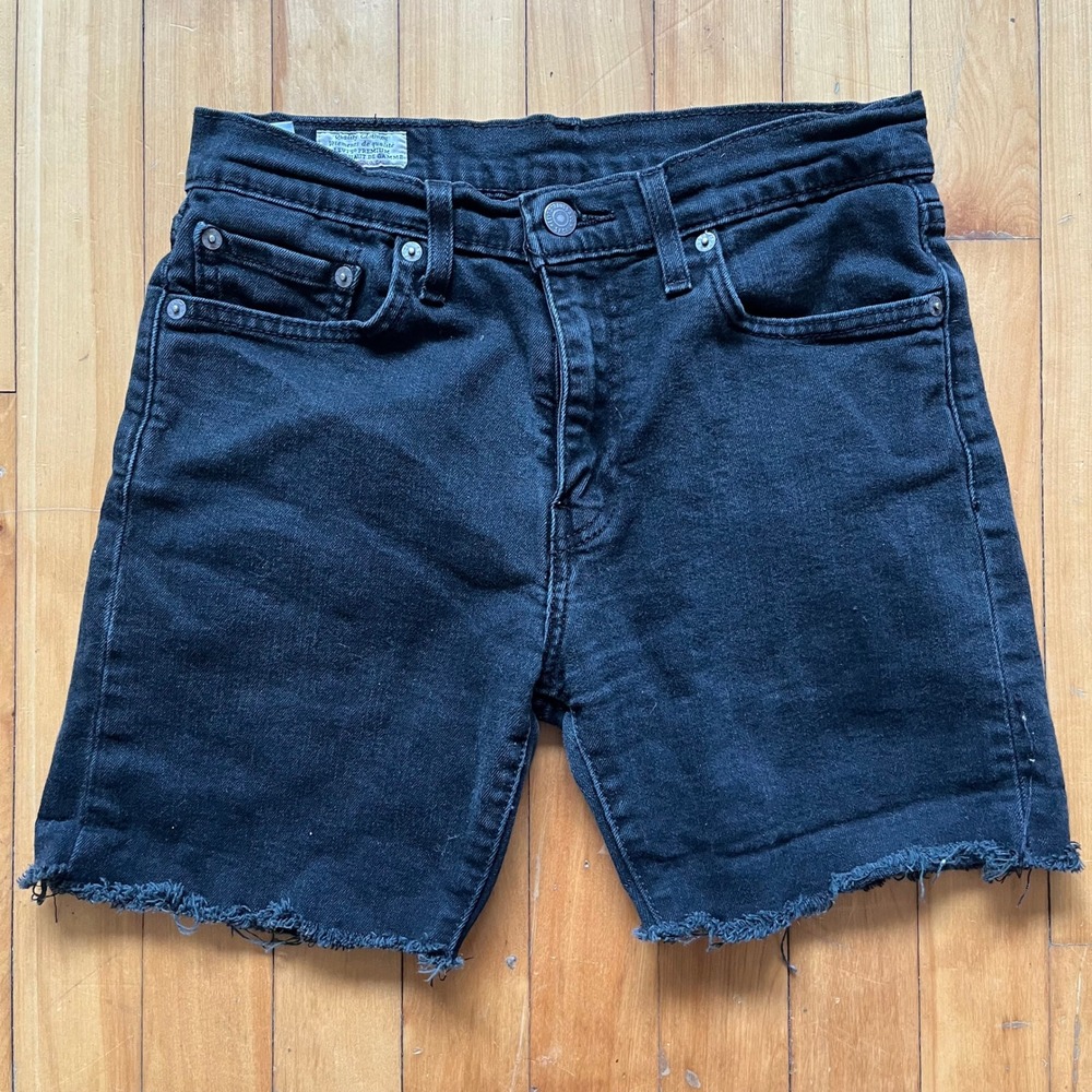 Levi Strauss Co 512 Black Denim Cutoff Shorts Distressed Raw Hem Size 29